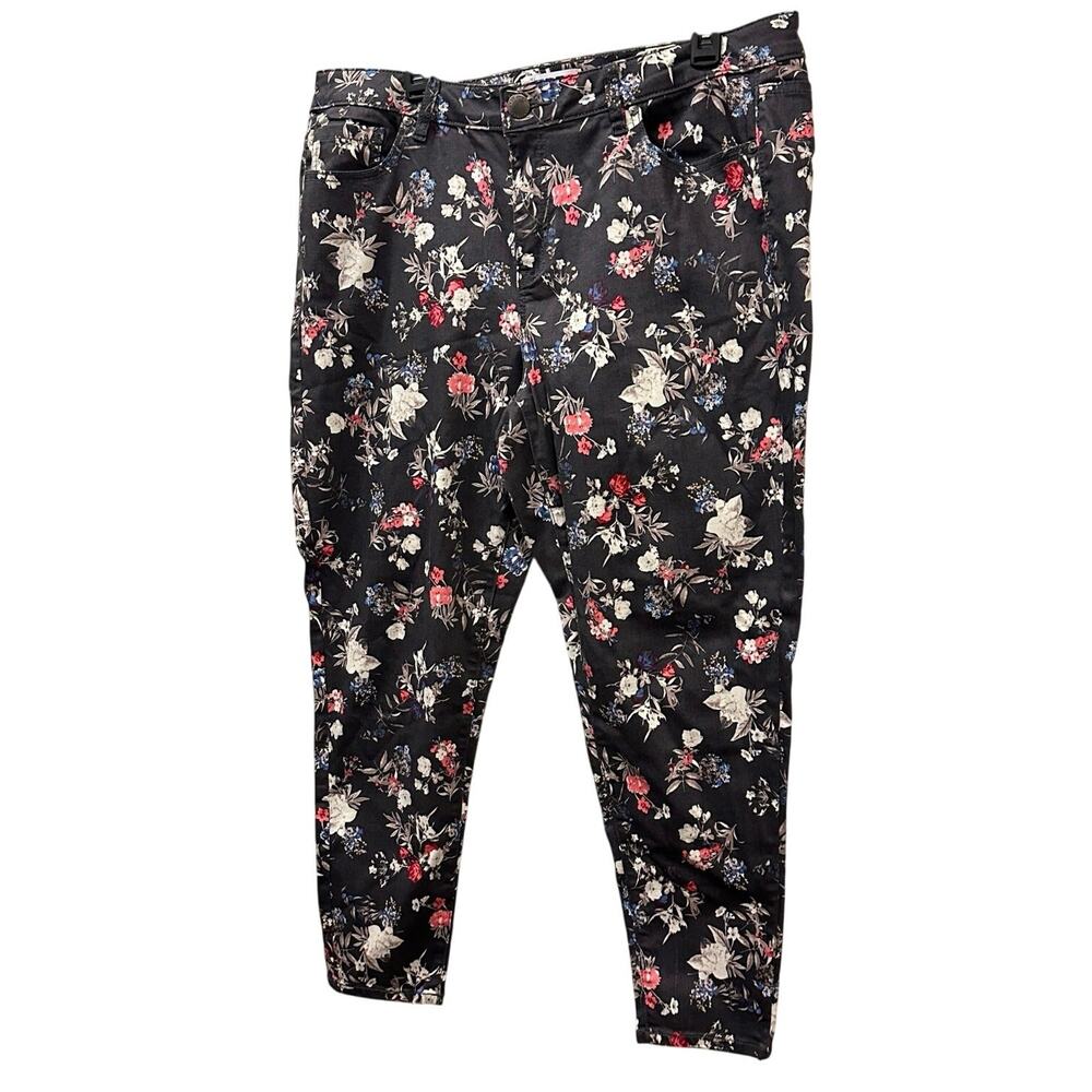 Lane Bryant Black Floral Straight Leg Jeans